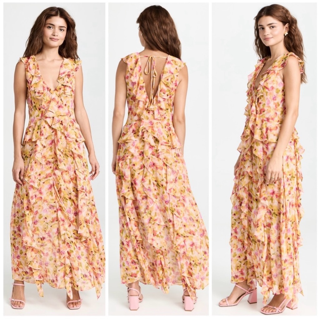 Nwt: Misa Los Angeles Claudita Dress In Golden Flora Size Medium